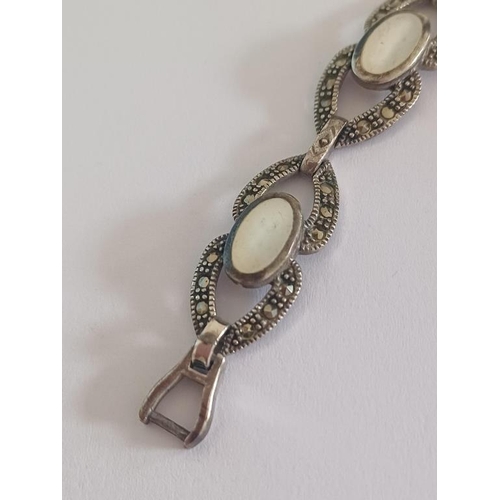 423 - Silver Mother of Pearl and Marcasite Bracelet