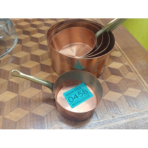 458 - Set of 5 Copper and Brass Sauce Pots