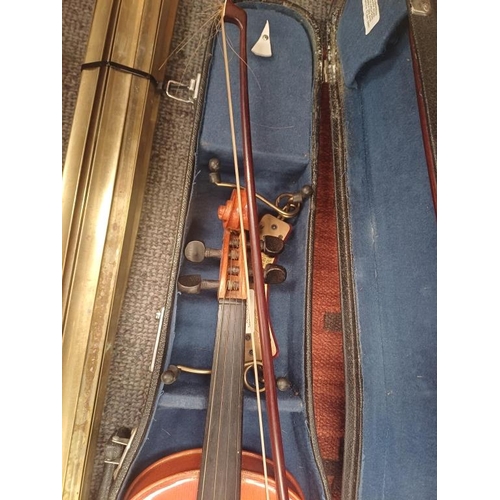 469 - Violin and 2 Bows in a Hard Shell Case