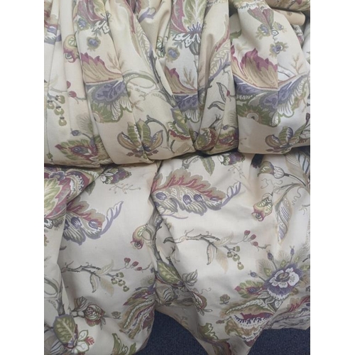 475 - Pair of Heavy Lined Floral Curtains (12ft wide x 90inch drop)