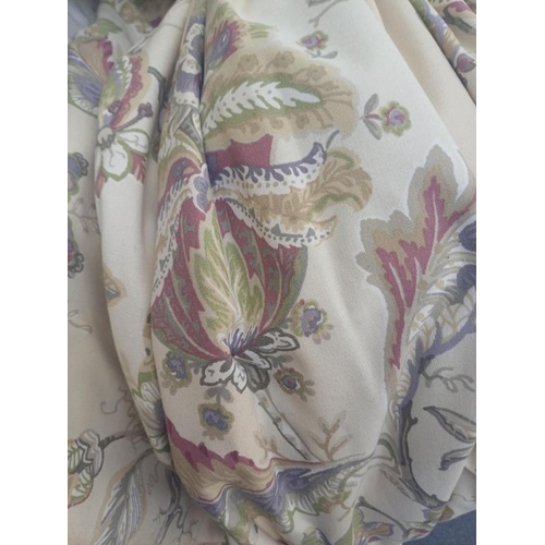 478 - Pair of Heavy Lined Floral Curtains (11ft wide x 90inch drop)