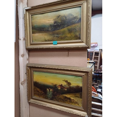 506 - Pair of Edwardian Oil Painted Landscapes in Gilt Frames