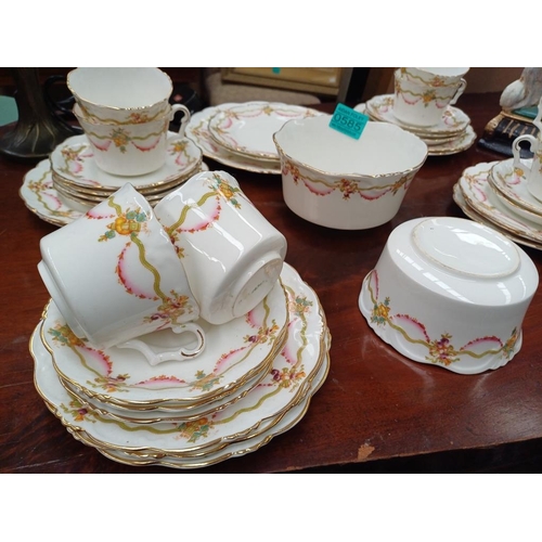 585 - 19th Century Collingwood Bone China Tea Set - serves 8 people