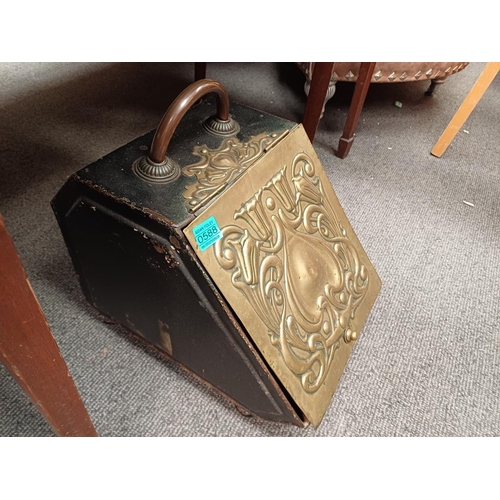 588 - Edwardian Brass and Iron Fireside Box