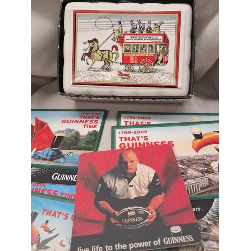 699 - Guinness Wade Porcelain Trinket Box, Guinness Postcards and a Keith Wood Guinness Drip Mat