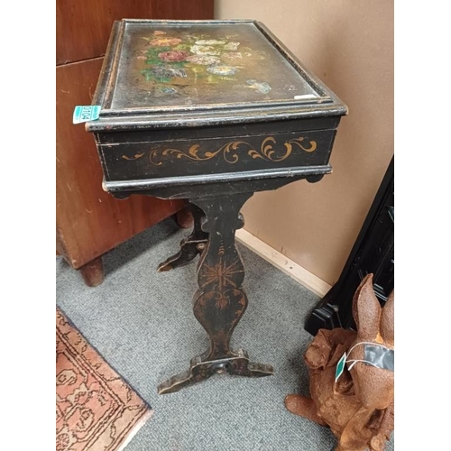 104 - 19th Century Papier Maché Sewing Table