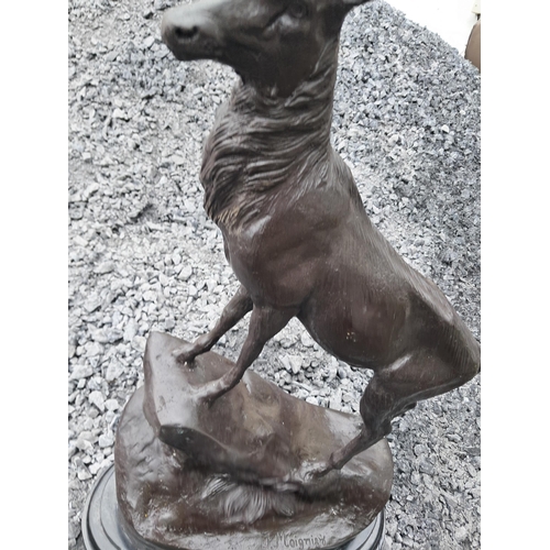 496 - Large Statue of a Stag on Marble Base (75cm T)