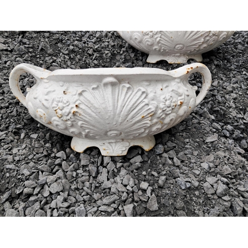 499 - Pair of Cast Iron 2 Handle Planters (40cm Wide)