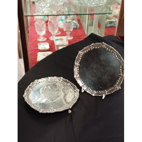 721 - Pair of London Silver Waiters - 1771 (18cm Diameter)