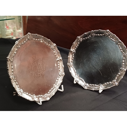 721 - Pair of London Silver Waiters - 1771 (18cm Diameter)