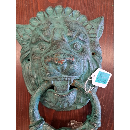 489 - Cast Metal Lion Head Door Knocker (33cm long)