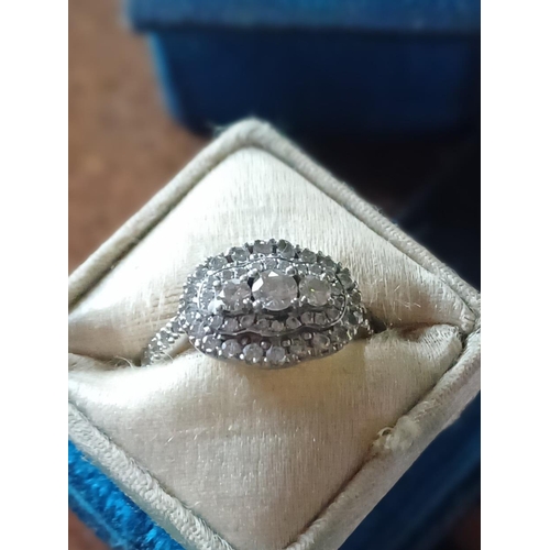 414 - Diamond and Platinum Cluster Ring (Size L)