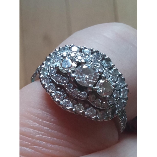 414 - Diamond and Platinum Cluster Ring (Size L)