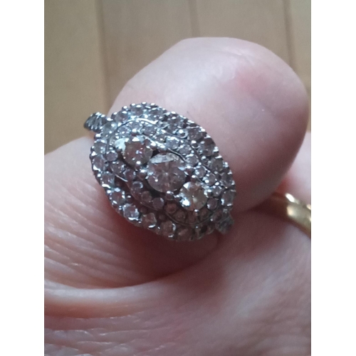 414 - Diamond and Platinum Cluster Ring (Size L)