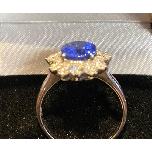 295 - 18 Carat White Gold Natural Ceylon Sapphire. Sapphire is approx 2 carats, Diamond approx 1 carat.  C... 