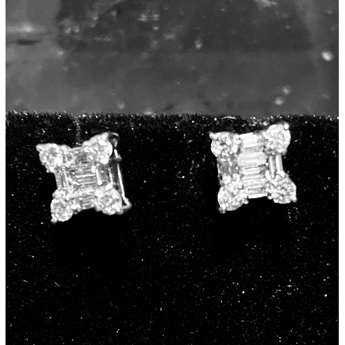 413 - 18 Carat Diamond Cluseer Stud Earrings.  Approx 1 carat.