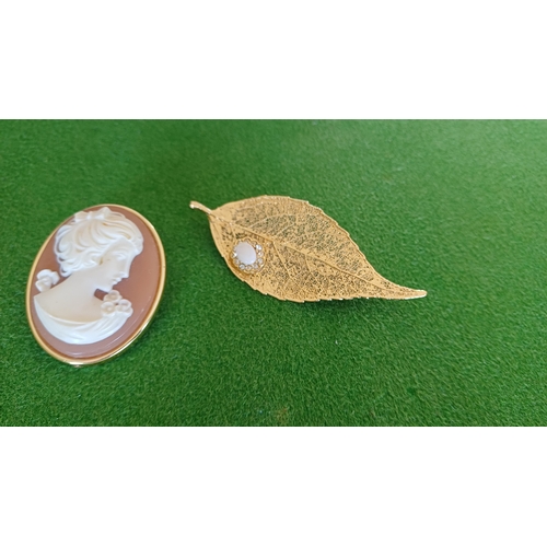 728 - Cameo Brooch and a Decorative Opal Set Brooch