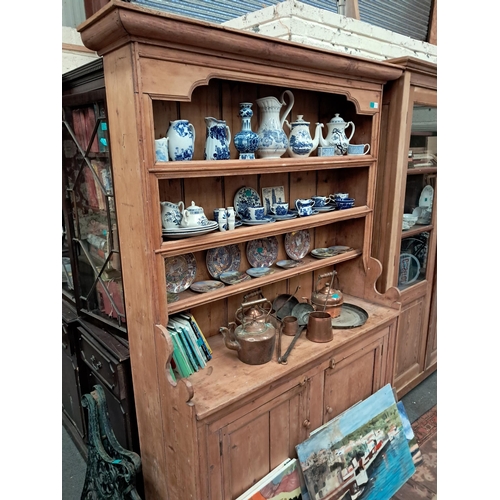 10 - Victorian Pine Dresser with 2 lower panel doors (214cm x 148cm)