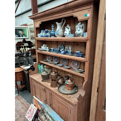 10 - Victorian Pine Dresser with 2 lower panel doors (214cm x 148cm)