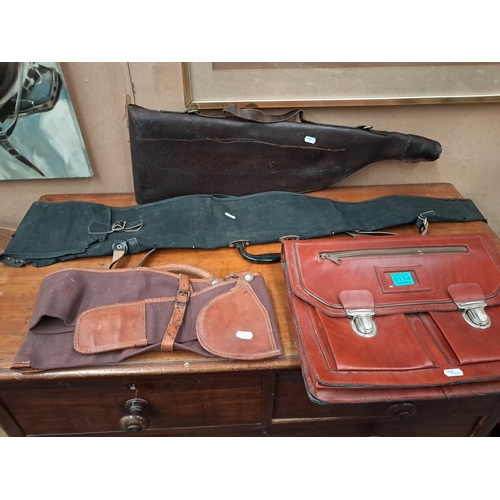 114 - Leather Satchel and 3 Gun Cases