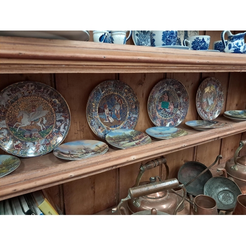 12 - Shelf of China Collector's Plates Royal Worcester and Davenport