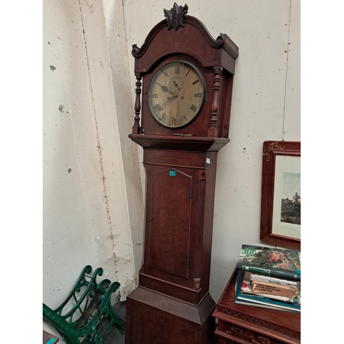 149 - Victorian Mahogany 8 Day Longcase Clock with Circular Brass Dial, Weights and Pendulum