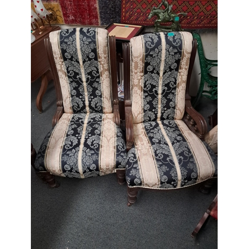 155 - Pair of Victorian Mahogany Drawing Room Chairs - recently Upholstered