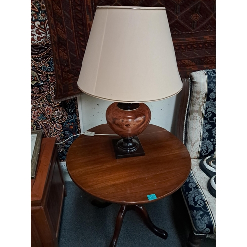 165 - Mahogany Circular Lamp Table in Georgian Style and a Table Lamp