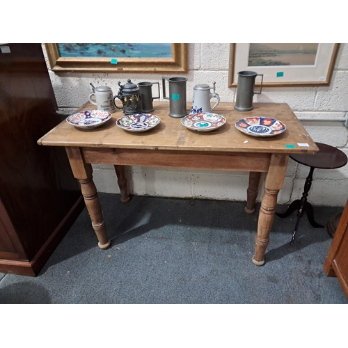 170 - Victorian Pine Kitchen Table - neat size (60cm x 120cm)