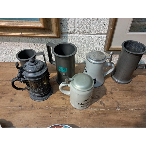 173 - Lot of Pewter Tankards and German Beer Steins (6)