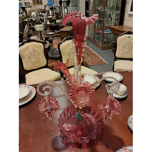 206 - Cranberry Glass Epergne