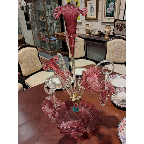 206 - Cranberry Glass Epergne