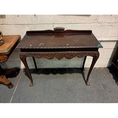 215 - Vintage Mahogany Side Table with Carved Decoration