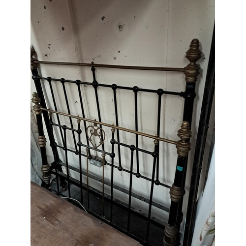 23 - Victorian Brass and Iron Bed Ends with Irons (140cm Wide)