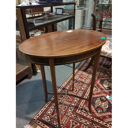 234 - Edwardian Oval Inlaid Mahogany Lamp Table