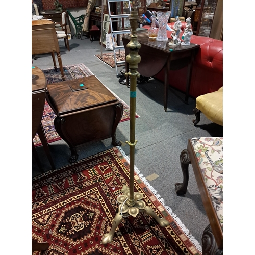 243 - Art Nouveau Style Brass Column Standard Lamp