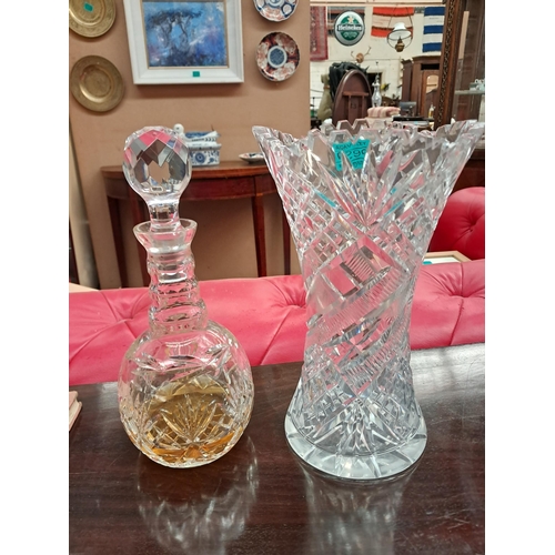 290 - Cut Glass Vase and a Cut Glass Decanter