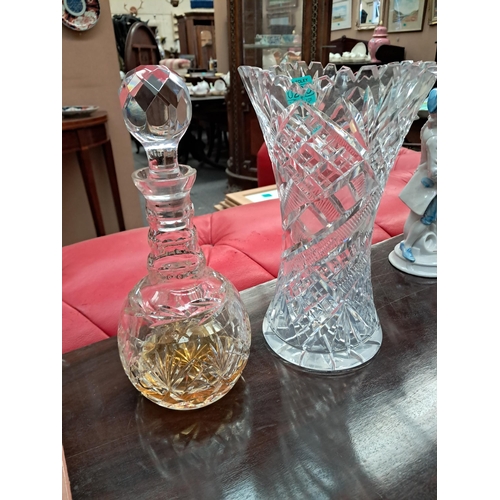 290 - Cut Glass Vase and a Cut Glass Decanter