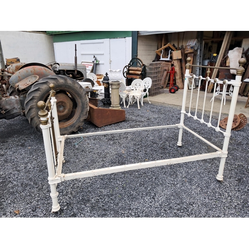 325 - Victorian White Painted Brass and Iron Single Bed with Irons