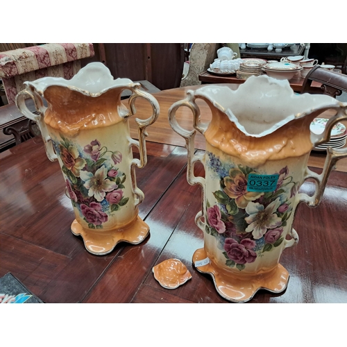 337 - Pair of Victorian Hand Painted Vases