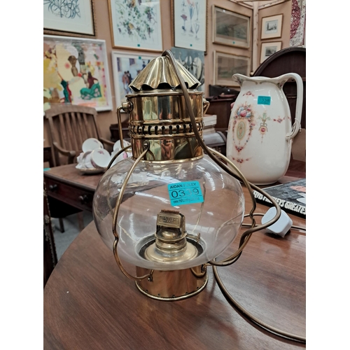 339 - Brass Hanging Oil Lamp