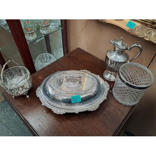 371 - Three Shelves of Silver Plate including Candelsticks and Serving Dishes