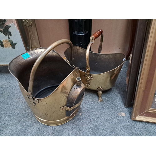 70 - Two Brass Coal Helmets