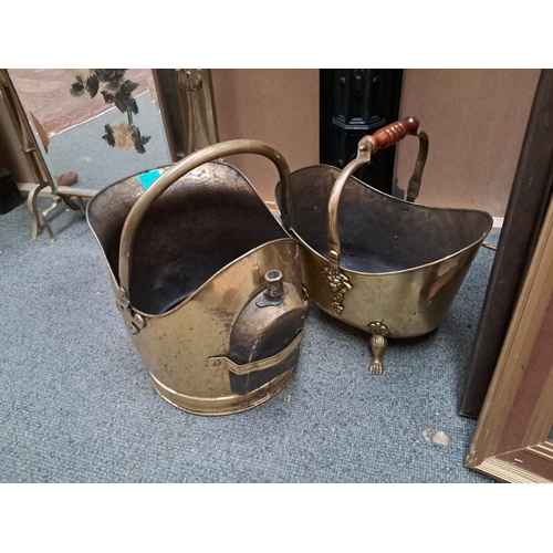 70 - Two Brass Coal Helmets