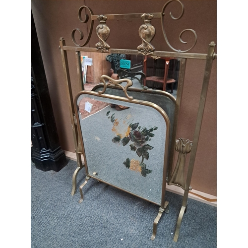 74 - Two Brass Mirror Firescreens - Edwardian