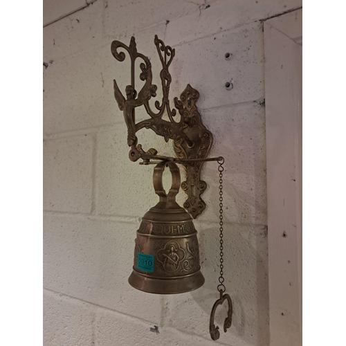 910 - Vintage Brass Hanging Bell with Bracket