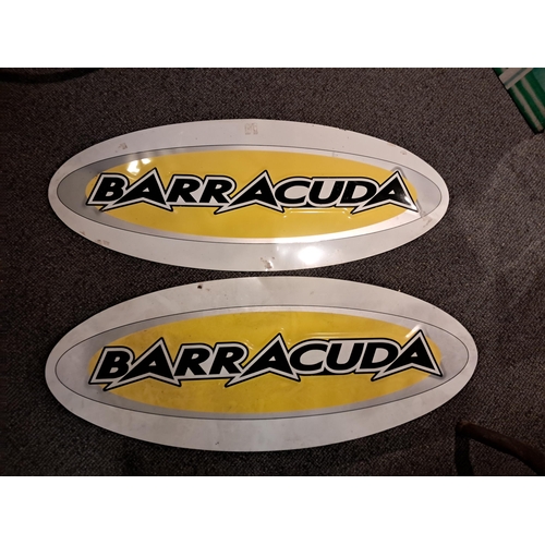 931 - Pair of Barracuda Tin Dealership Signs (75cm x 30cm)