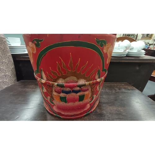 533 - Oriental Red Painted Water Bucket