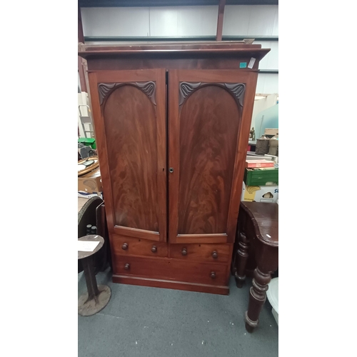 541 - Early Victorian Mahogany 2 Door Wardrobe with Fitted Interior