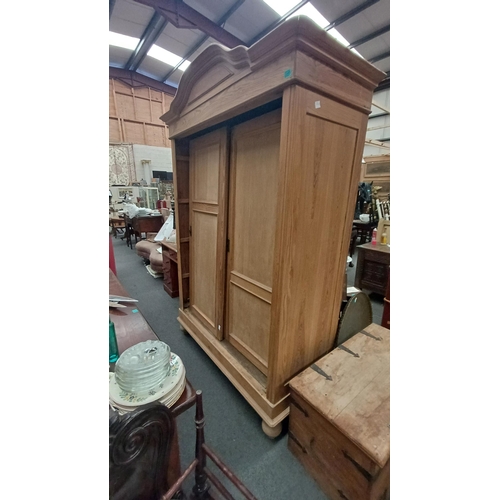 545 - Good Pine 2 Door Wardrobe or Kitchen Larder Cupboard